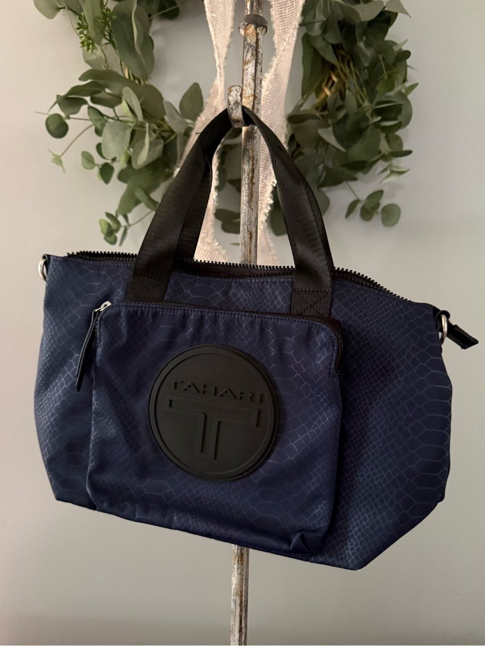 Tahari Nylon Lightweight Satchel Bag No Shoulder Strap
